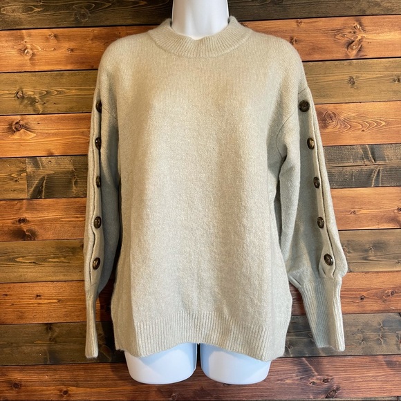 Who What Wear Sweaters - Who What Wear Crewneck Button Sleeve Sweater